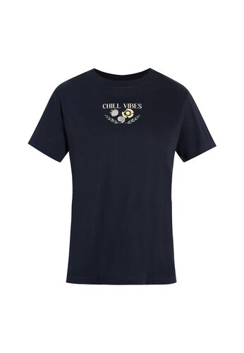 Print Design T-Shirt mit Urlaub-Motiv, Rundhals 