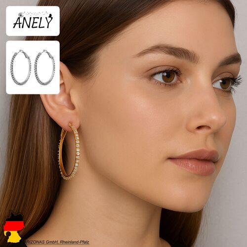 Funkelnde Creolen mit Kristallverzierung, gro�