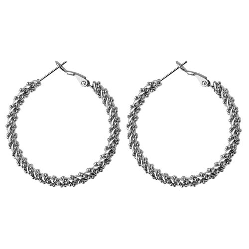 Edelstahl Creolen mit geflochtener Struktur 