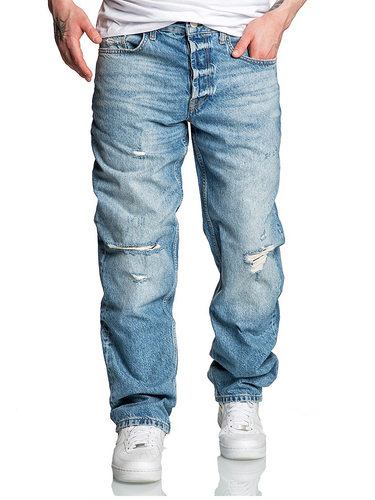 Loose Fit Baggy Jeans mit Used Look - A&S 