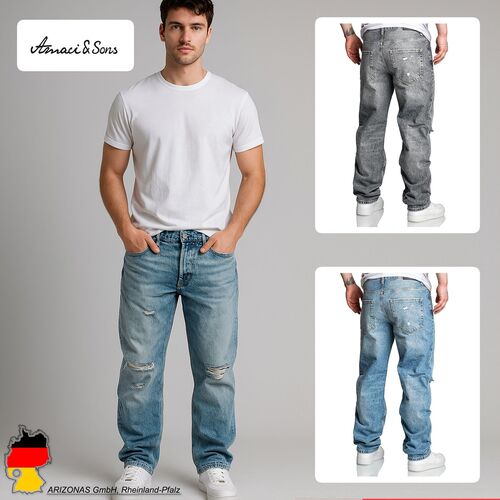 Loose Fit Baggy Jeans mit Used Look - A&S