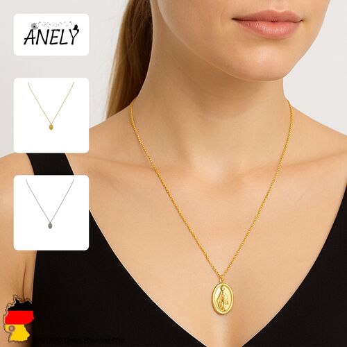 Halskette mit ovalem Anh�nger und Edelstahlkette
