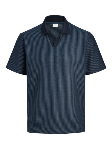 Jack & Jones Gestreiftes Poloshirt mit V-Ausschnitt und Kurzarm 