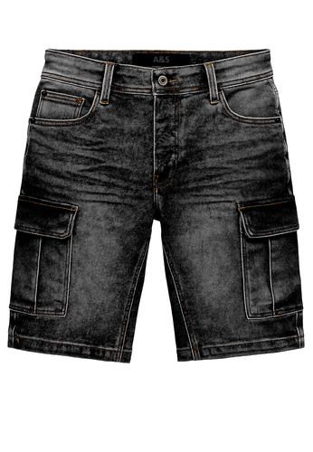 Egomaxx Stretch Denim Cargo Bermuda mit Knopfleiste f�r Herren 