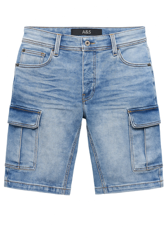 Egomaxx Stretch Denim Cargo Bermuda mit Knopfleiste f�r Herren 