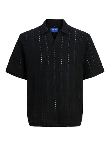 Jack & Jones Gestricktes Poloshirt mit vertikalen Lochmustern 