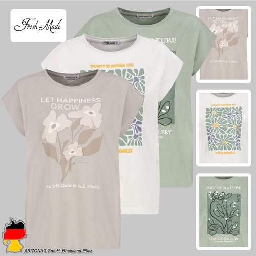 T-Shirt mit Blumenmotiv und inspirierendem Text