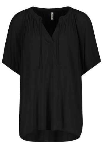 Luftige Viskosebluse mit V-Ausschnitt und Kurzarm 