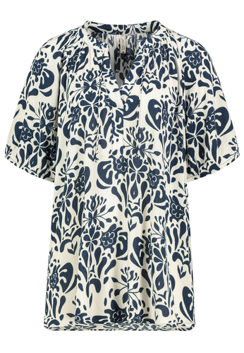 Leo Bluse mit Allover-Print und V-Neck Viskose 