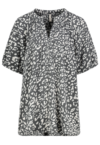 Leo Bluse mit Allover-Print und V-Neck Viskose 