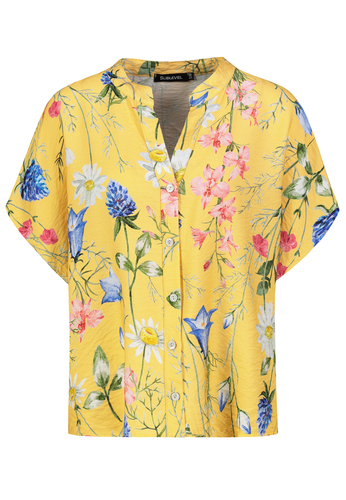 Blumenprint Bluse Leger mit Kn�pfen und Kurzarm 