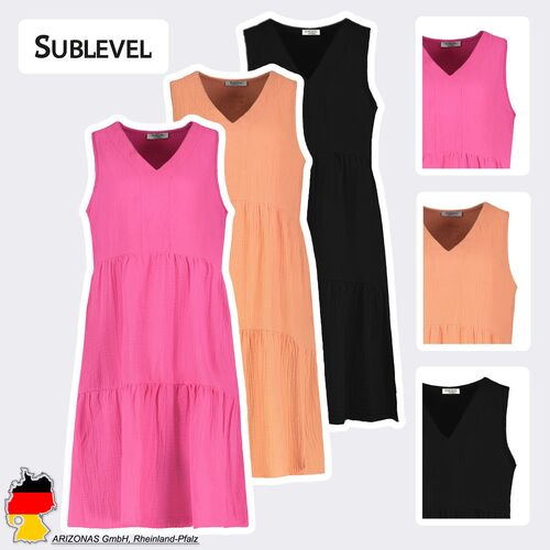 Klassiches �rmelloses Midi-Kleid mit V-Ausschnitt und Raffung