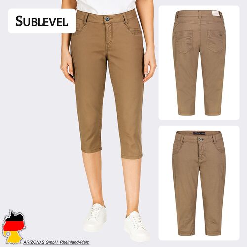 3/4-L�nge Capri Chino Hose mit Taschendetails und Ziern�hten