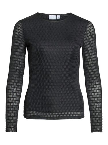 Lang�rmeliges Oberteil mit Muster und Rundhals  