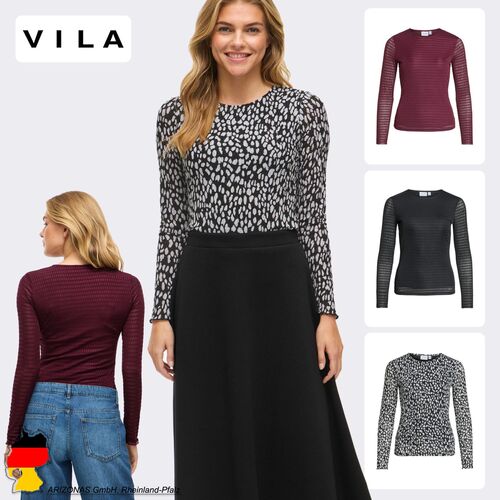 Lang�rmeliges Oberteil mit Muster und Rundhals 