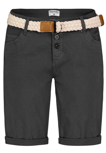 Modische Bermuda Shorts mit Flechtg�rtel und Ges��taschen 