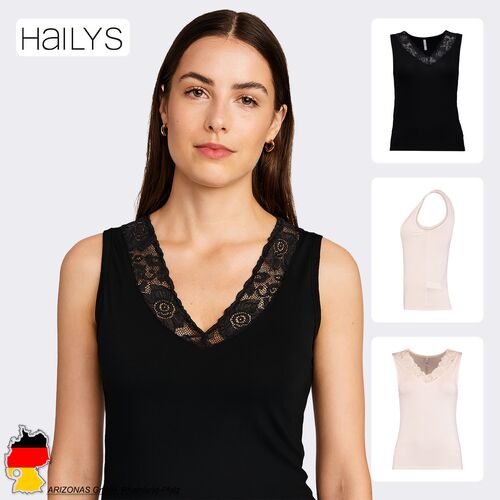 �rmelloses Shirt mit Spitzeneinsatz und V-Ausschnitt