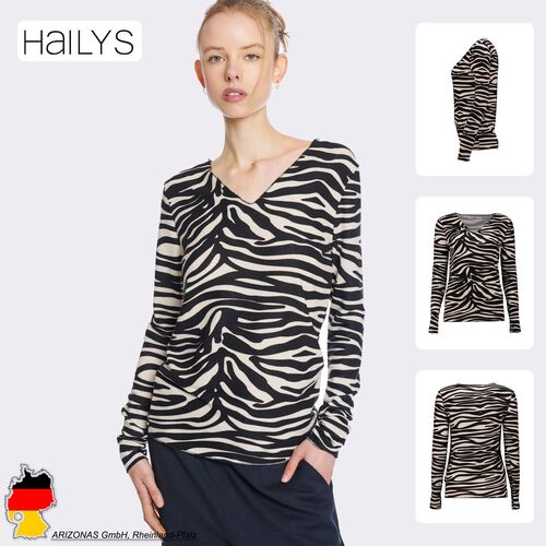 T-Shirt mit Muster und V-Ausschnitt