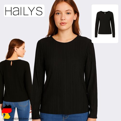 Strukturiertes Langarmshirt mit Rundhalsausschnitt