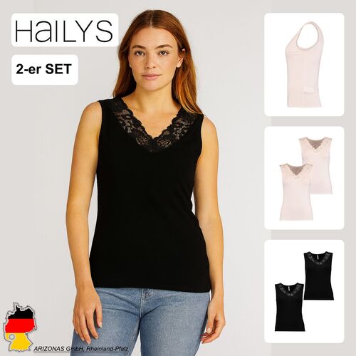 2er Set T-Shirt Set �rmellos mit Spitzeinsatz