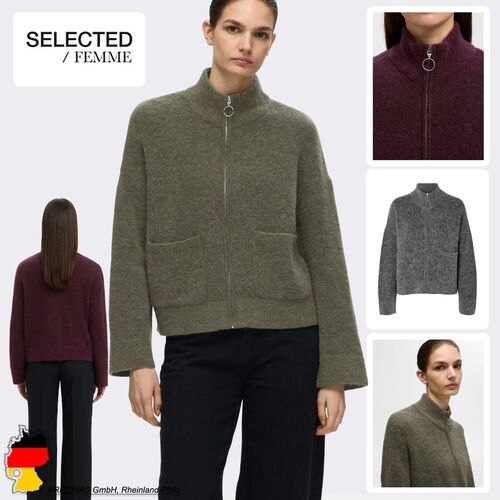 Warmer Knit Cardigan mit Stehkragen und Reiverschluss