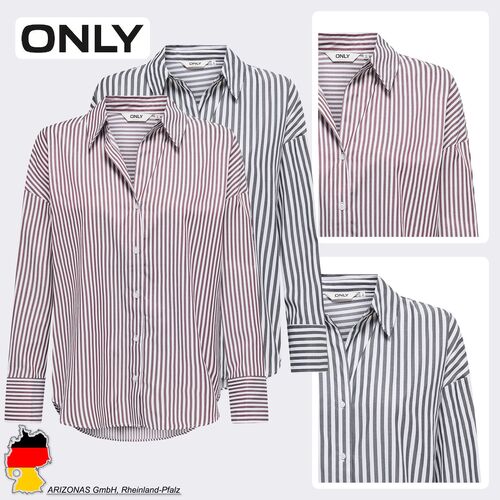 Gestreifte Bluse mit langen �rmeln und Knopfleiste