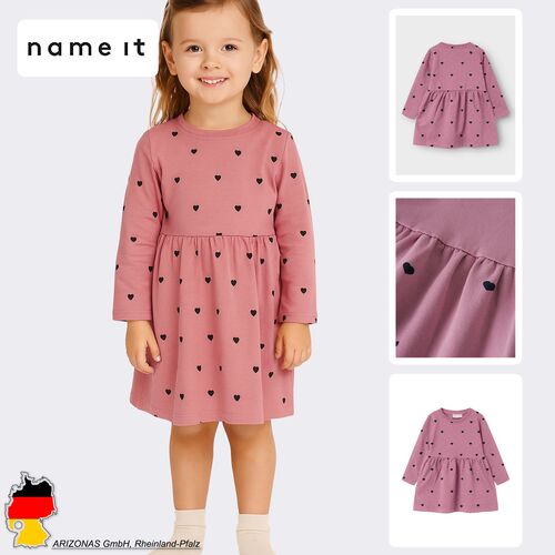 Midi-Kleid mit Herzmuster und langen �rmeln