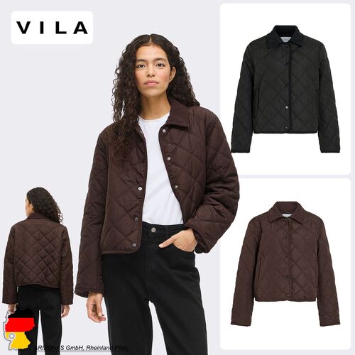 Gesteppte Jacke mit Kragen und Druckknopfverschluss