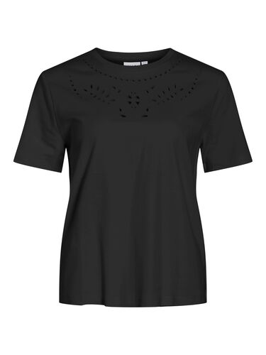 T-Shirt mit Lasercut-Design und Rundhals 