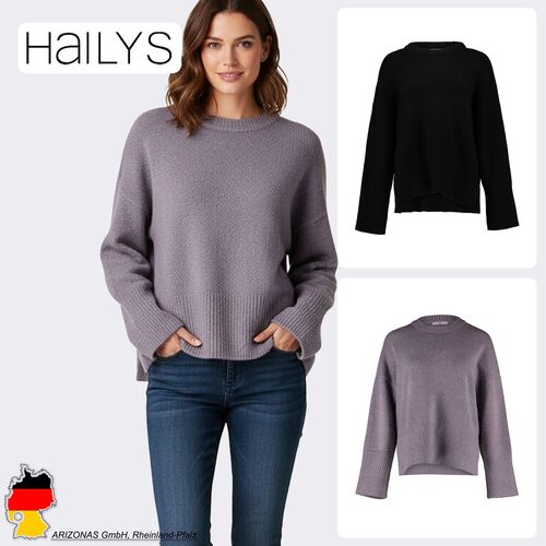 L�ssiger Pullover mit geripptem Saum und Oversize-Passform