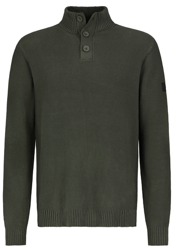 Bequemer Strickpullover mit Knopfleiste und Stehkragen 