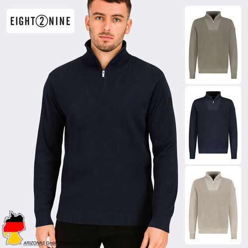 Strickpullover mit Halbrei�verschluss und Logo-Detail
