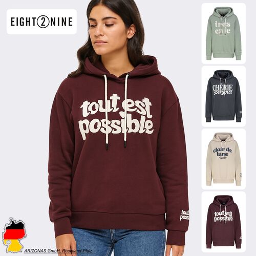 Kapuzensweatshirt mit Aufdruck und Stickerei