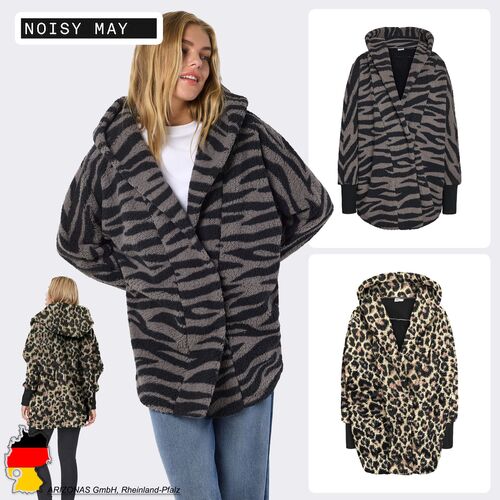 Leopardenmuster Mantel mit Kapuze und gem�tlichem Schnitt