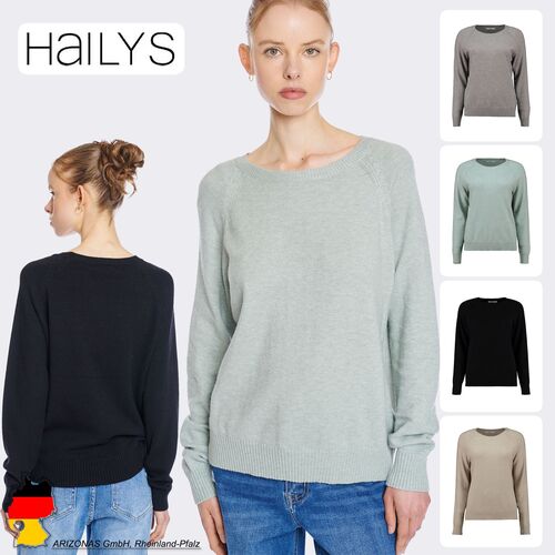 Strickpullover mit Rundhalsausschnitt und Rippbndchen