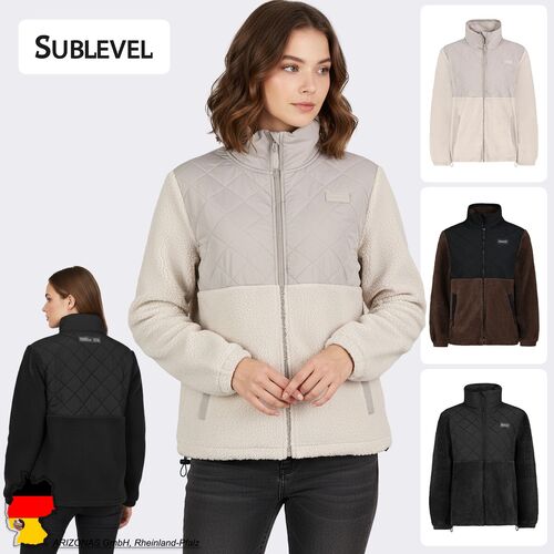 Steppjacke mit Teddyfleece Stehkragen Seitentaschen Gummizug