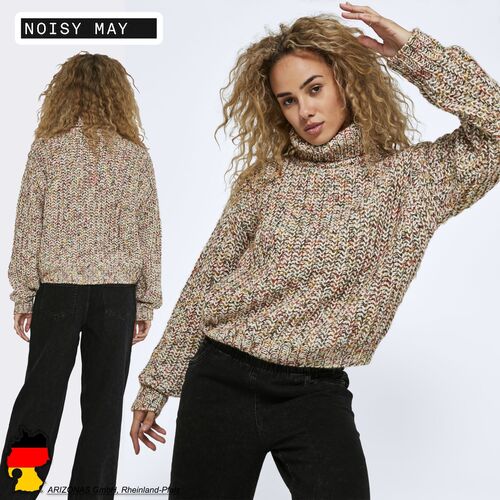 Pullover mit Rollkragen und grobem Strickmuster