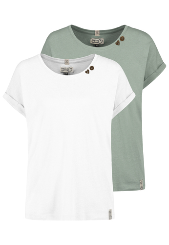 Design T-Shirts im 2er-Pack mit Knopfdetails Umschlag�rmeln 