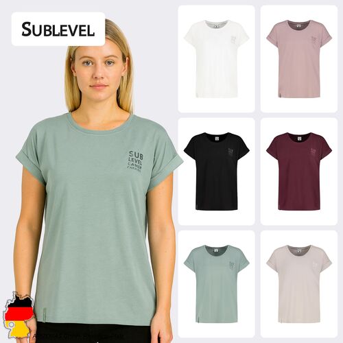 L�ssiges S/S Rundhals T-Shirt mit Aufschrift und Rolls�umen