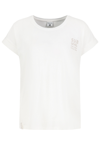 L�ssiges S/S Rundhals T-Shirt mit Aufschrift und Rolls�umen 