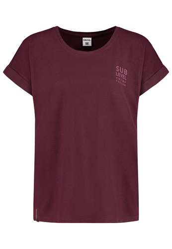 L�ssiges S/S Rundhals T-Shirt mit Aufschrift und Rolls�umen 