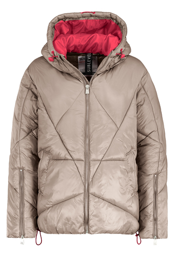 Steppjacke mit Kapuze und Rei�verschluss f�r k�hles Wetter 