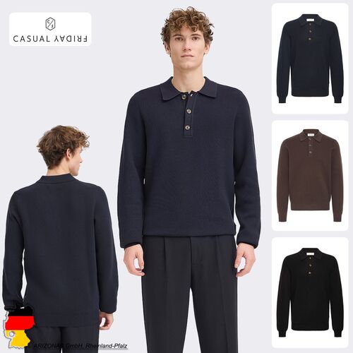 Weiches Strickoberteil mit langen �rmeln Kn�pfen und Kragen