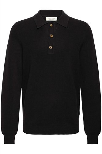 Weiches Strickoberteil mit langen �rmeln Kn�pfen und Kragen 