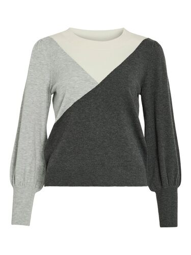 Pullover mit geometrischem Muster und Puff�rmeln 