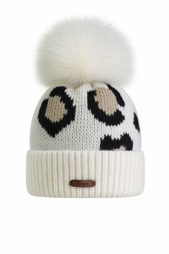 Modische Strickm�tze mit Bommel f�r kalte Tage 