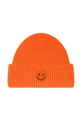 Strickm�tze mit Smiley-Stickerei 