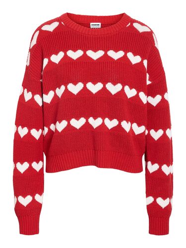 Pullover mit Herzmuster und Rundhalsausschnitt 
