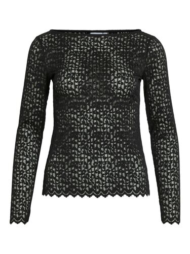 Langarmshirt mit Spitzenmuster und welligem Saum 