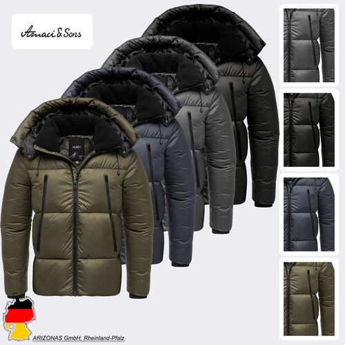 Winterjacke mit Kapuze gl�nzend Fleecekragen und Rei�verschlusstaschen